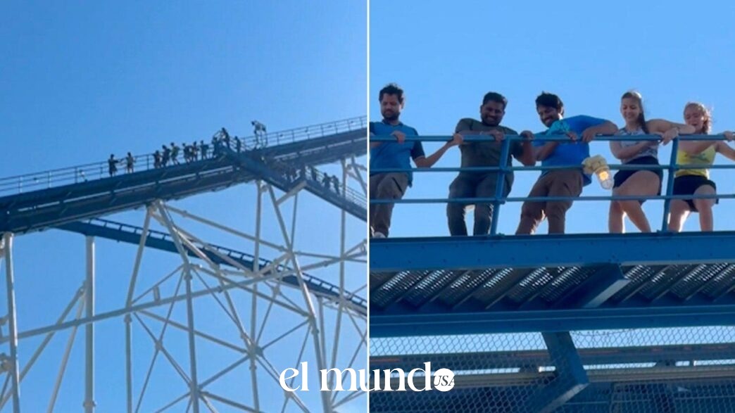 Guests Climb Down Steep Staircase After Power Outage Strands Riders on Six Flags Titan Roller Coaster