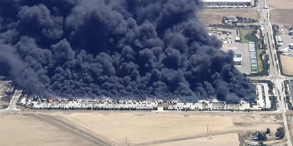 Massive Fire Destroys Million-Square-Foot Medical Supply Warehouse in Tracy, California